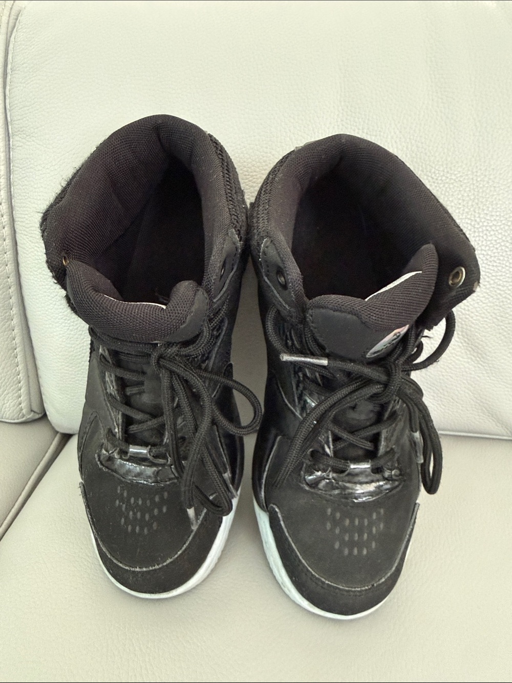 Kids Black High-Top Lace-Up Sneakers with Cushioned Support